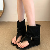 KYLETHOMASW  -  Spring Autumn Clip Toe Internal Elevation Women Sandals Boots Retro Style Ladies Elegant  Ankle Booties