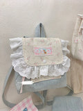KYLETHOMASW  - Retro Denim Large Capacity Canvas Bag Women New Lace Chic Sweet Cute Mini Backpack Female Harajuku Y2k Mochila Aesthetic