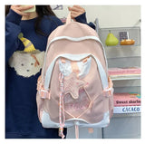 KYLETHOMASW  -  Women Students Contrast Color Patchwork Schoolbags Casual All Match Letter Printing Backpack Fashion Y2k Aesthetic Ins Backpacks