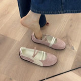 KYLETHOMASW  -  Retro multi-color sports shoes, ballet shoes with elastic bands, round toe, flat bottom, shallow opening Mary Jane style women's