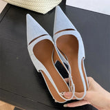 KYLETHOMASW  -  Design Hollow Out Pointed Toe Women Pumps Street Style Thin Low Heels Street Style Sexy Stripper Sandals Shoes