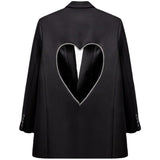 Kylethomasw Fashion Black Blazers for Women Patchwork Diamond Heart Pattern Notched Long Sleeve Casual Coats Female 2024 Autumn Clothes