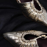 KYLETHOMASW  -  Women Pointed Hollow Pleated Flat Shoes Outdoor Shallow Casual Sandals Comfortable Breathable Fashionable Women Shoes New