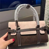 KYLETHOMASW  -  Retro Maillard Frosted Suede Shoulder Bag Women Color Block Large Capacity Stitching Crossbody Bag Ladies Versatile Handbag Chic