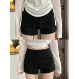 KYLETHOMASW  -  Red Drawstring Wide Leg Casual Pants Women's Loose Lazy Style Versatile Slimming Shorts Summer New Style High Waist Straight