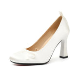 KYLETHOMASW  -  French Fairy Tale Style Ballet Flats High Heels Women's Spring Autumn Bow Tie Silk Round Toe Thin Heel Rubber Bottom Shoes