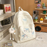 KYLETHOMASW  -  Women's Backpack Cute Cat Embroidery Letter Plush Charm Multi Pocket Adjustable Strap Casual Daily School Bag New Back Pack