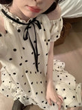 Kylethomasw Sweet Dot Short Dress Women Summer New Ruffles A-line Bow Kawaii Birthday Party Dress Y2K Casual Korean Chic Vestido Mujer