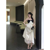 KYLETHOMASW  -  French Color-blocking Spliced Halter Neck Cami Dress for Women New Summer Vintage Slim Fit Elegant Dress