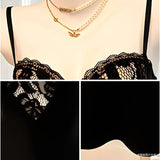 KYLETHOMASW  -  Women's Elegant Lace Patchwork Bodycon Midi Dress Spaghetti Strap V Bust Cocktail Party Dress