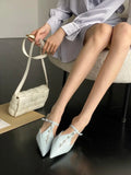 KYLETHOMASW  -  Fashion Woman Pumps String Pearl Pointed Toe Thin Low Heels Shoes Elegant Buckle Strap Zapatos De Mujer