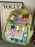 KYLETHOMASW  -  Patch Cute Girl Japanese Canvas Backpack Junior High School Students Niche Design Backpacks Campus All-match Bags