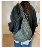 KYLETHOMASW  -  Preppy Plaid Pleated Bow Women's Handbags Y2k Aesthetic Fashion All Match Shoulder Bag Trendy Casual Crossbody Bags Streetwear
