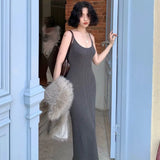 KYLETHOMASW  -  Vestidos Mujer Solid Knitted Spring Summer Sleeveless Sexy Women Dresses Elegant Vintage Slim Fashion Long Dress