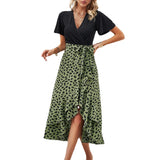 Kylethomasw High Quality Women's Clothing  Spring Summer Temperament Contrasting V-neck Patchwork Dress Bow Vestido Fashion Sexy Dress