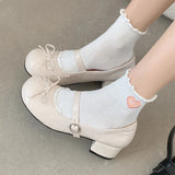 KYLETHOMASW  -  Round Toe JK Women Mary Jane Shoes Ladies Concise Outdoor Butterfly-knot Pumps Spring Autumn Women's Leather Shoes