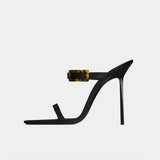 KYLETHOMASW  -  Summer Black Satins Women's Sandals Square Toe Thin Heels Slip-on Female High Heels Shoes Simple Versatile Peep Toe Ladies Pumps
