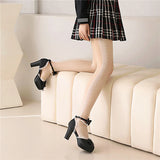 KYLETHOMASW  -   Ankle Strap Two-Piece Lolita Pump Round Toe Platform Kawaii Thick High Heel Bow Buckle Bead Ladies Cosplay Shoes Autumn