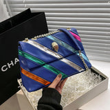 Kylethomasw Kurt Geiger Designer Shoulder Bag For Women 2024 New Fashion Rainbow Stripes Chain Crossbody Luxury Brand Mobile Phone Bags