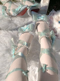 KYLETHOMASW  -  Japanese Original Gorgeous Flower Wedding Cla Series Lolita Bow Ribbon Sandals Sweet Elegant Gentle Summer High Heels for Women