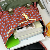 KYLETHOMASW  -  Cute Large Capacity Lucky Star Backpack Korean Style Multi-pocket Drawstring Schoolbag Y2K Nylon Hiking Camping Bag Students