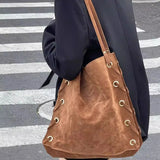 KYLETHOMASW  -  High-capacity Frosted Bandage Shoulder Bags Office Lady Vintage Simple Women Handbags Y2k Aesthetic Fashion Punk Underarm Bag