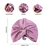 Kylethomasw New Women Satin Solid Sleeping Hat Double Layer Silk Bonnet Adjustable Curly Hair Braid Wrap Night Cap Cross Twist Hair Wraps