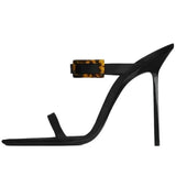 KYLETHOMASW  -  Summer Black Satins Women's Sandals Square Toe Thin Heels Slip-on Female High Heels Shoes Simple Versatile Peep Toe Ladies Pumps