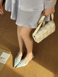 KYLETHOMASW  -  Fashion Woman Pumps String Pearl Pointed Toe Thin Low Heels Shoes Elegant Buckle Strap Zapatos De Mujer