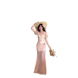 KYLETHOMASW  -  Summer Fashion Sweet Girl Ruffle Floral One Shoulder Top with Half Body Slimming Mesh Skirt