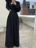 KYLETHOMASW  -  Early New Product Retro Temperament Drawstring Design Sense High Waist Hanging Sense Casual Mopping Pants Wide Leg Pants