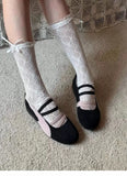 KYLETHOMASW  -  Retro multi-color sports shoes, ballet shoes with elastic bands, round toe, flat bottom, shallow opening Mary Jane style women's