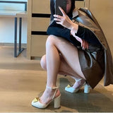 Kylethomasw Rivet High Heel Sandals Spring Summer New Woman Chunky Heel Sandals Heel Hollow High Heel Shoes Big Rivet Women's Shoes