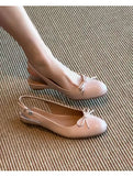KYLETHOMASW  -  New French-style Round-toe Gentle Bow Low-heel Shallow Single Shoes with Open Back, Single-strap Closed-toe Sandals for Women