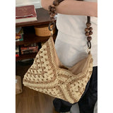 KYLETHOMASW  -  Ethnic Style Grass Woven Bag for Women 2025 New Summer Fashion Large Capacity Tote Beach Bags