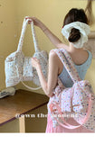KYLETHOMASW  -  Sweet Polka Dot Bow Bag for Women New Korean Canvas Large Capacity Tote Rossbody Bags