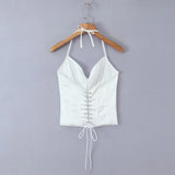 KYLETHOMASW  -  Classic Butterfly Knot Neckline Women's Top Short Length 3D Effect Polyester Fabric Artistic Retro Style Summer Season