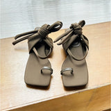 KYLETHOMASW  -  High Heeled Sandals for Women Summer New with Toe Straps Square Toe Medium Thick Heel Roman Shoes Niche Sandals for Women