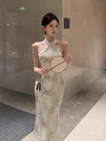 KYLETHOMASW  -  New Chinese Dress for Women in Super Hot New Style of Celebrity Slim Fit Beautiful Temperament Improved Cheongsam Hip Skirt