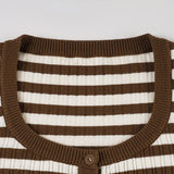 KYLETHOMASW  -  Sweet Slim Casual U Neck Long Sleeve Striped Contrast Color Pullover Knitted Pullovers