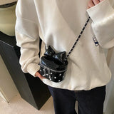 KYLETHOMASW  -  Cute Mini Box PU Leather Crossbody Bag Lady Handbags and Purses Women 2024 Y2K Korean Fashion Chain Cross Body Bag