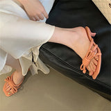 KYLETHOMASW  -  Summer Open Toe Women Slippers Design Style Narrow Band Butterfly-kont Low Heels Shoes Fashion Zapatos De Mujer