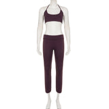 KYLETHOMASW  -  Spice Girl Suspender Vest Low Waist Skinny Hip Wrap Pants Two-piece Set Solid Color Simple Casual Sports Suit