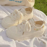 KYLETHOMASW  -  Hot-Selling Thick-Soled Canvas Shoes Summer Thin Embroidered Flower Casual Sports Sneakers Versatile White Shoes