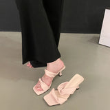 KYLETHOMASW  -  Designer Summer Women Open Toe Slippers Fashion Comfort High Heel Party Dress Slides Shoes