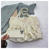 KYLETHOMASW  -  Sweet Ruffled Shoulder Armpit Bag 2025 Spring and Summer New Large Capacity Student Class Bag Fashionable Tote Bag