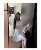 KYLETHOMASW  -  Women Dress Spring Summer French Style New Style Fashion V Neck High Waist Mini Chic Dress Elegant Long Sleeve Shirring Dresses