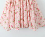 KYLETHOMASW  -  Sexy Pink Floral Print Elastic Slash Shoulder Dress Folded Elastic Waist Swing A-line Short Tank Robe Holiday Femme Vestidos