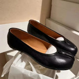 KYLETHOMASW  -  Comfortable Classic Women's Ballet Flat Shoes Tabi Split-Toe Rubber Upgraded Leather Insole Versatile Cute Pig's Hoof Shoes