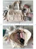 KYLETHOMASW  -  Floral Canvas Lace Shoulder Bag with Zipper Design Large Capacity Multiple Pockets Cloth Bags